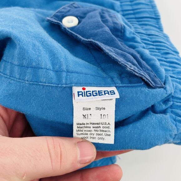 Vintage Riggers Hawaii Shorts Size XL USA Blue Surf Beach VTG 80’s 90’s - Picture 3 of 8